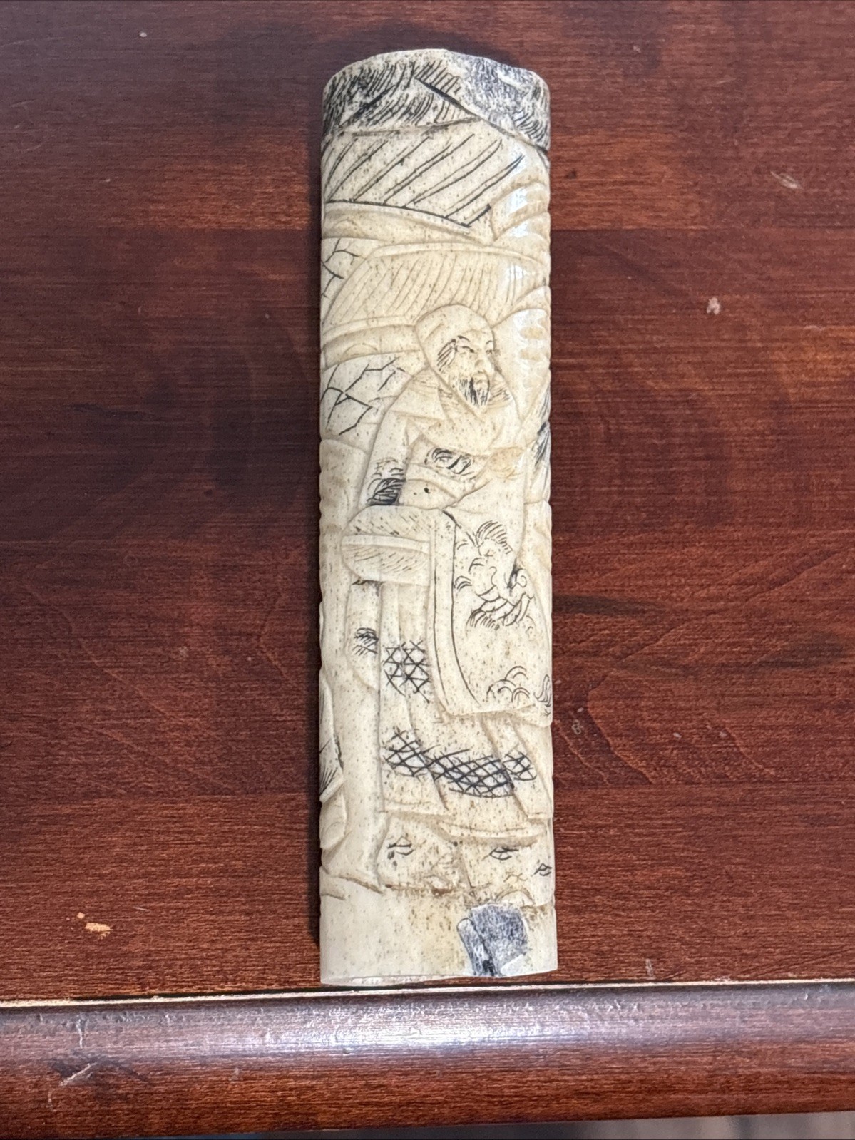 Antique Hand Carved Japanese Tsuka Bo-vine Meiji Period 1868-1912