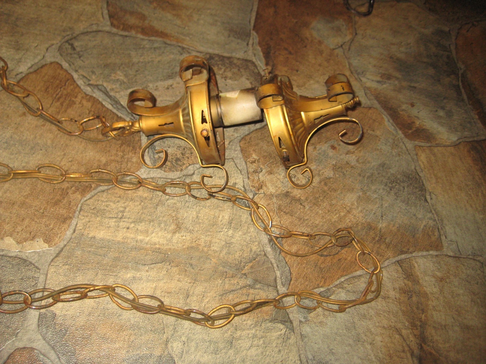 Antique Cylinder Pendant Light/Hanging Chain Lamp Frame Parts NO CYLINDER