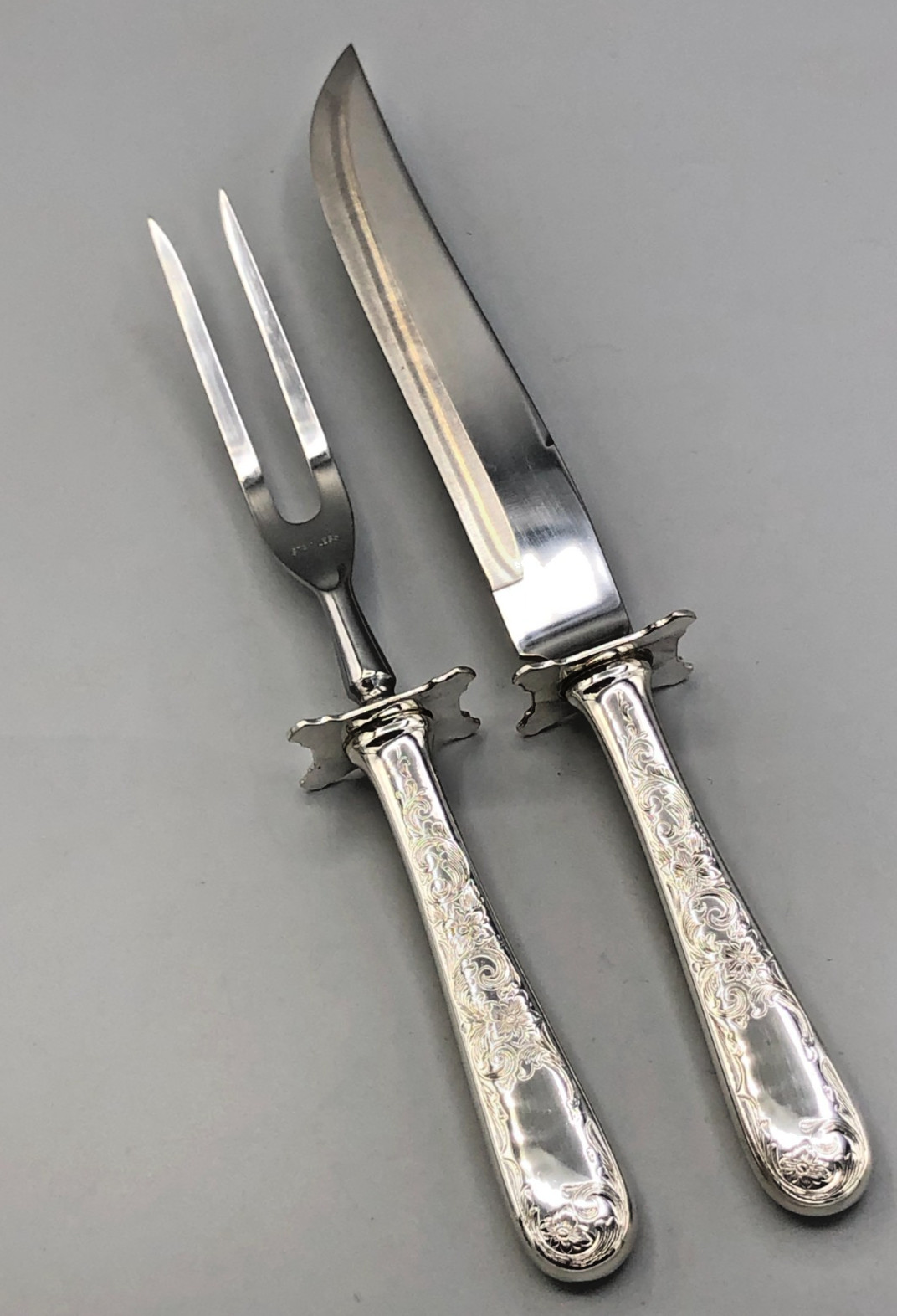 Old Maryland Engraved by Kirk Sterling 2 piece Carving Knife and Fork Set