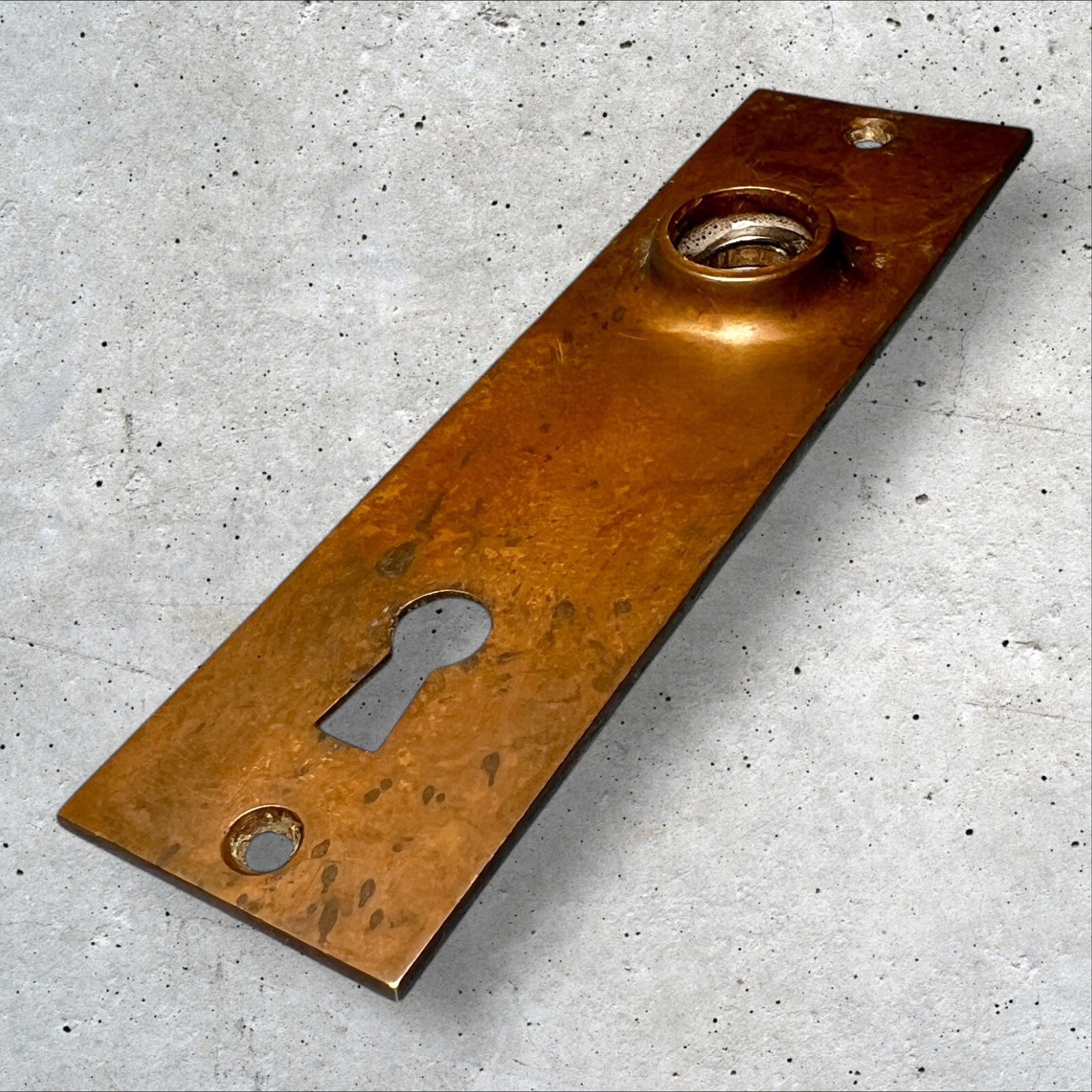 Antique Arts & Crafts Cast Brass Hardware Door Knob Back Plate 5 1/4 X 1 7/8