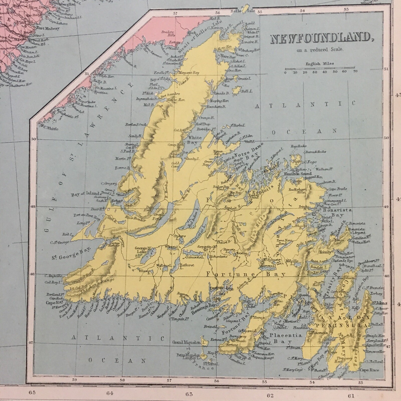 1864 Eastern Canada Large Antique Map by John Bartholomew 69 cm x 54 cm