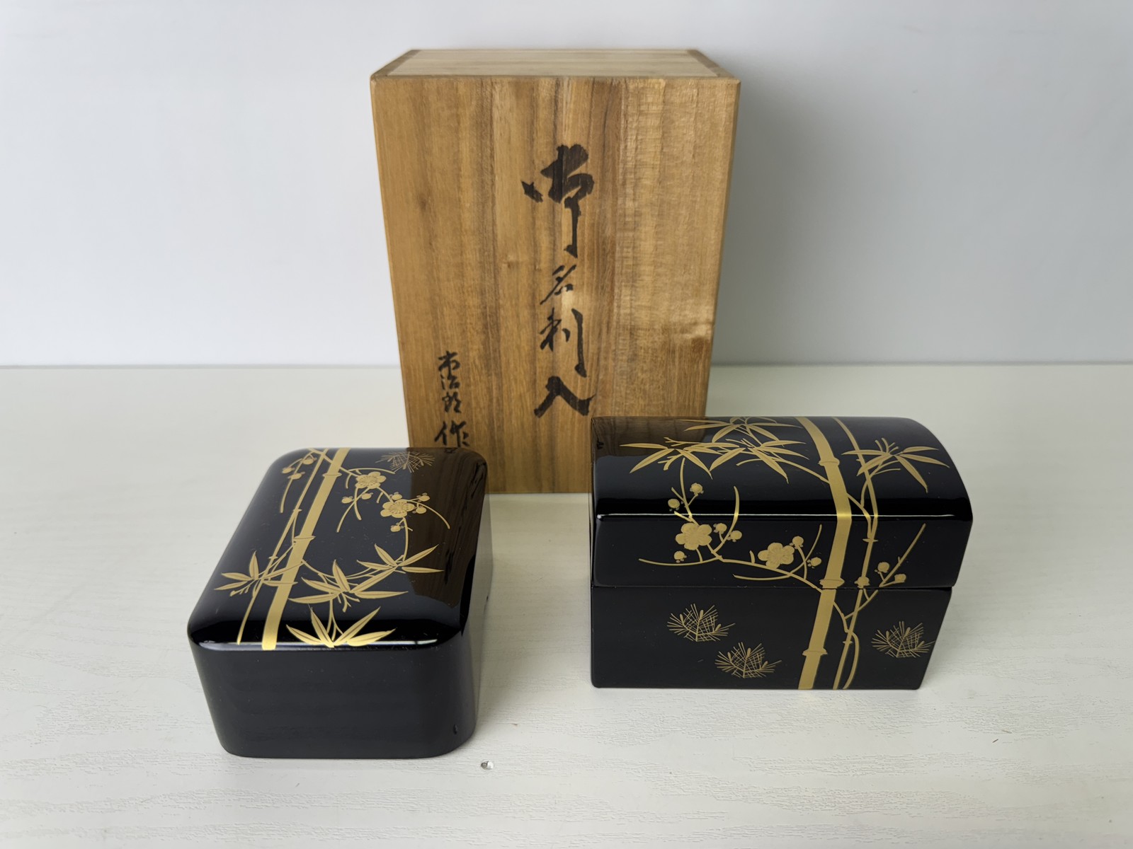 Y9410 CASE Makie business ID credit name card holder signed box Japan antique