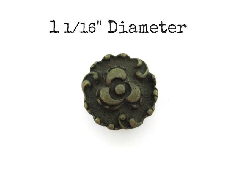 Small Vintage French Provincial Drawer Knob 1 1/16″ Diameter Solid Brass Q1
