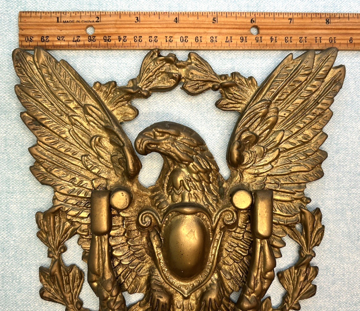 American Eagle Door Knocker Large 9″x9″ Vintage Brass Tone