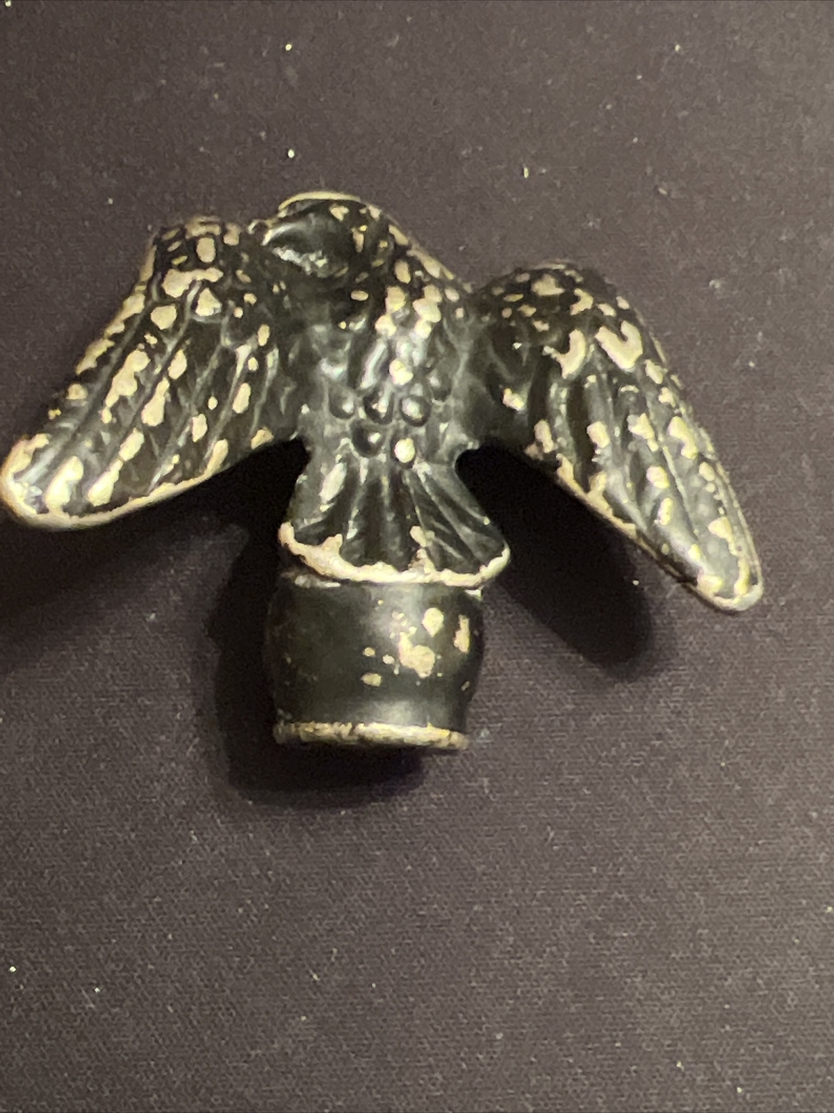 Vintage Solid Brass American Eagle Finial Topper, Old Clock Part, Flag, Lamp