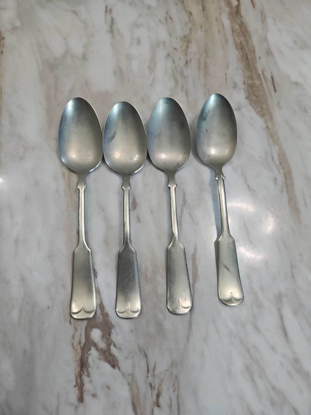 Set of 4 W.m.a. Rogers Spoons Solid Silver Metal Nickel