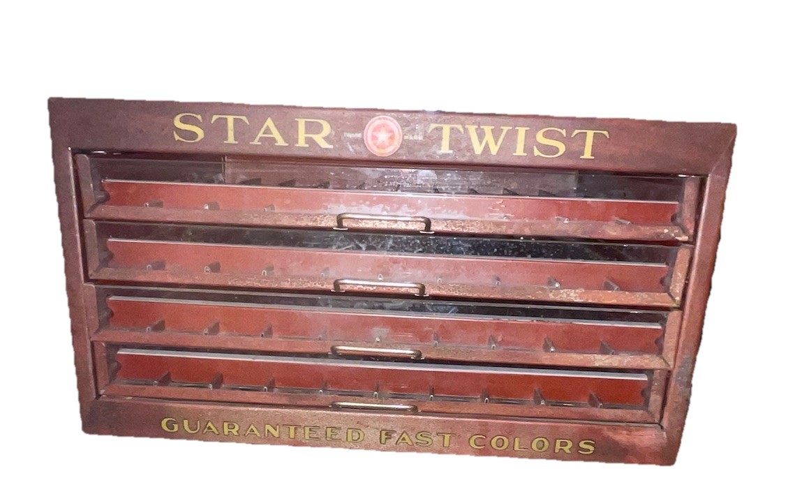 Antique Star Twist Mercerized Sewing Thread Display Store Case 1920s American