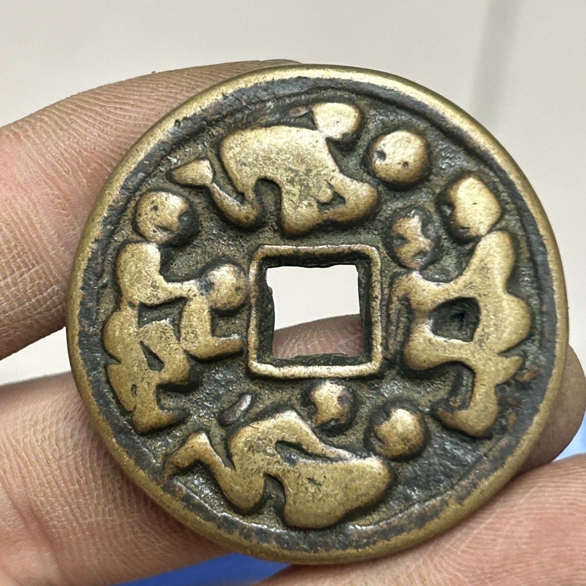 38mm China Old Pure Copper Coin Sex Position Pendant Amulet Coin Art Collection