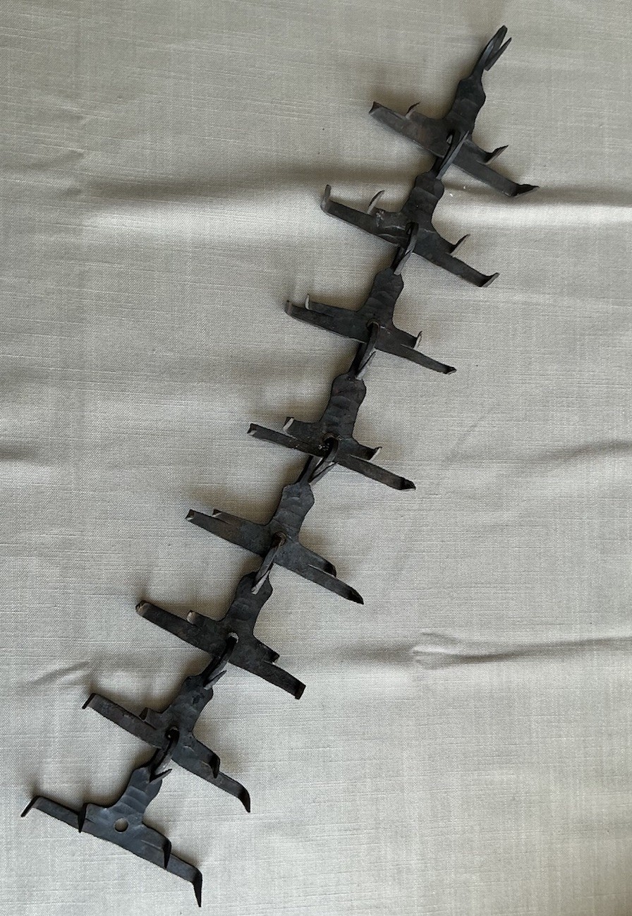 Primitive Antique Hand Forged Anti Wolf Spiked Dog Collar 22” X 4.75”