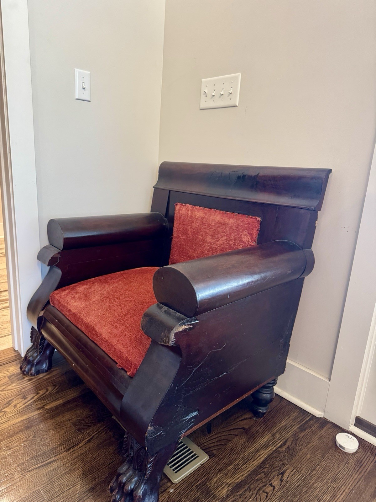Gorgeous vintage Empire-style solid wood armchair