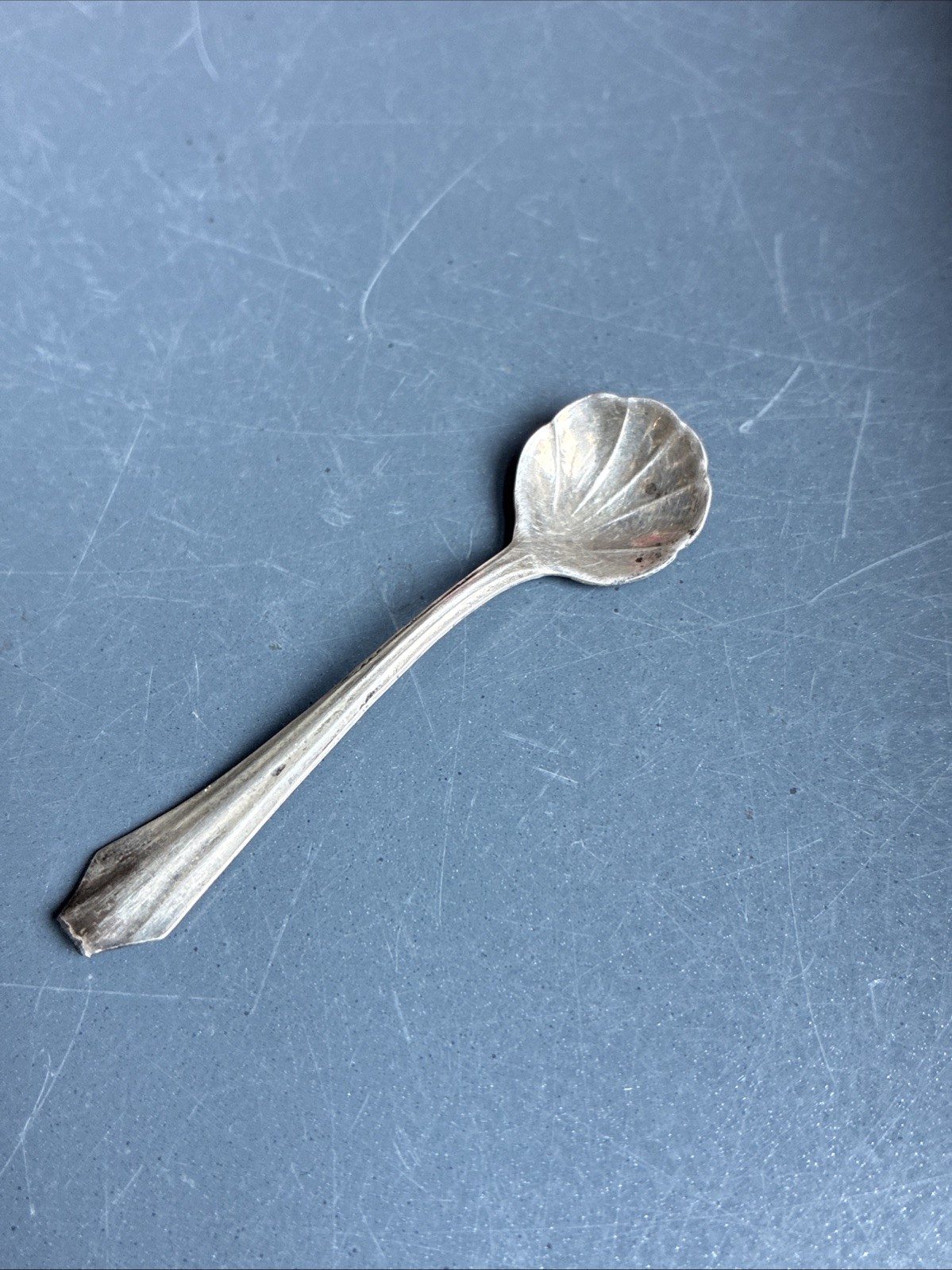 Vintage Sterling Silver Shell Shaped Salt Spoon 2 Inches