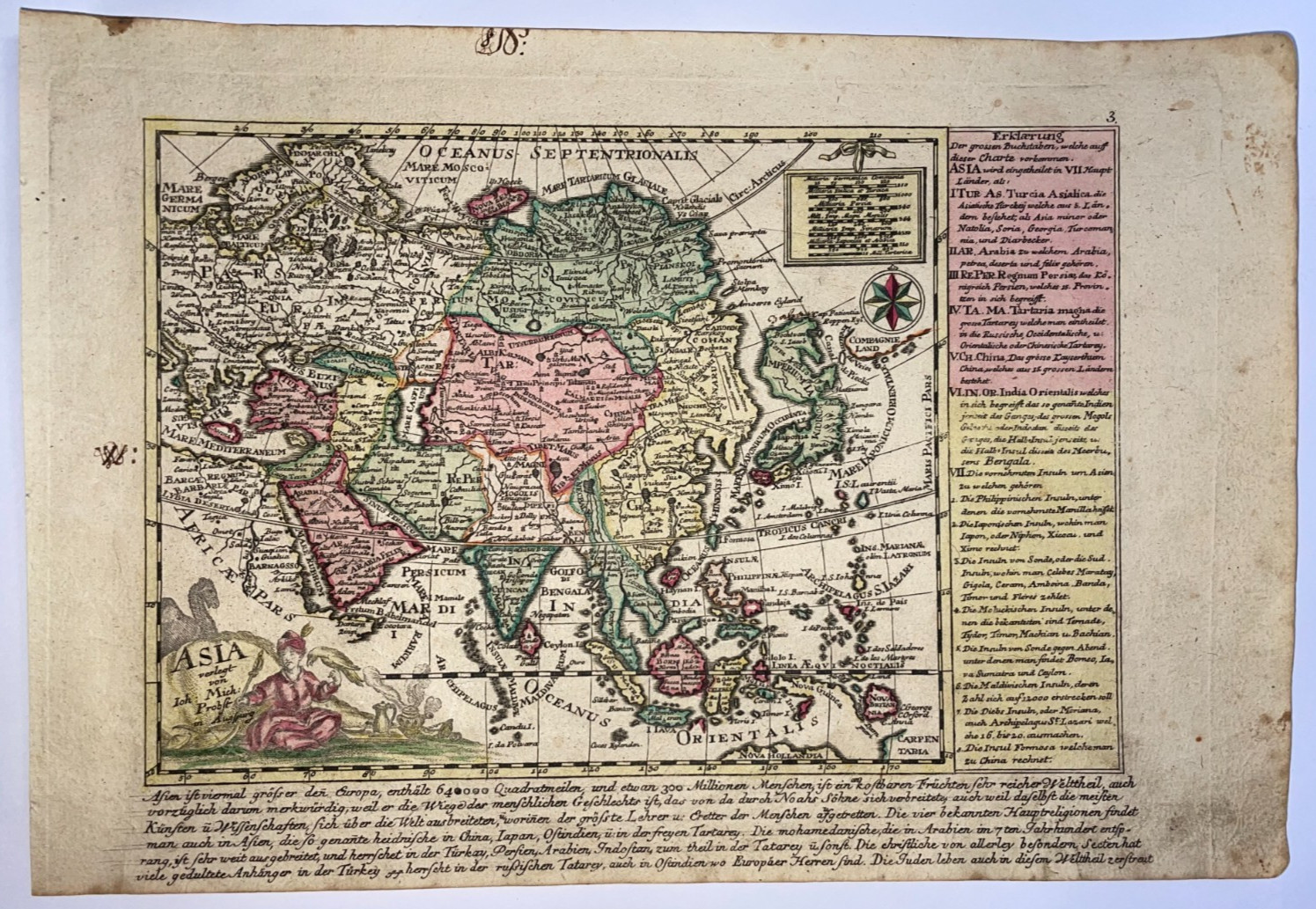 ASIA 1785 JOHANN MICHAEL PROBST NICE ANTIQUE MAP 18TH CENTURY