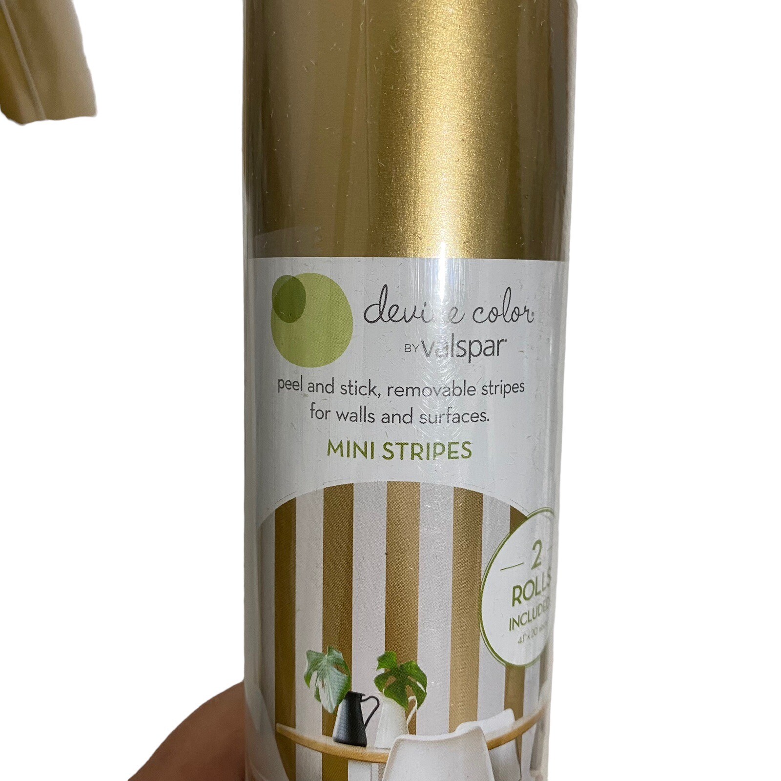 Valspar Gold Peel Stick Mini Stripes Removable Walls Surfaces 2 Rolls 41″x 20′