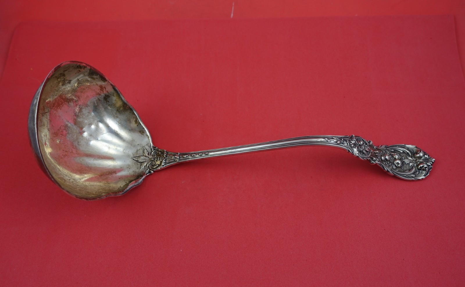 Francis I by Reed and Barton Old Sterling Soup Ladle helmet shaped 12 1/2″