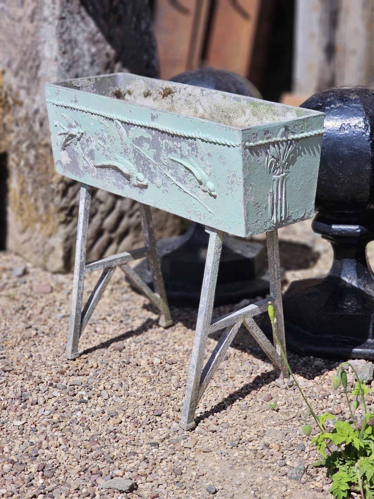 Original Art Deco Cast Alloy Swallow Embossed Garden Patio Planter