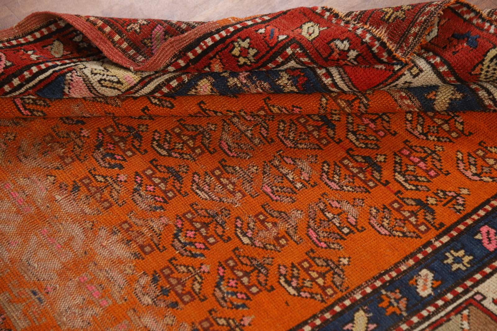 Pre-1900 Antique Caucasian Vegetable Dye Runner Russian Rug Handmade Carpet 4×9