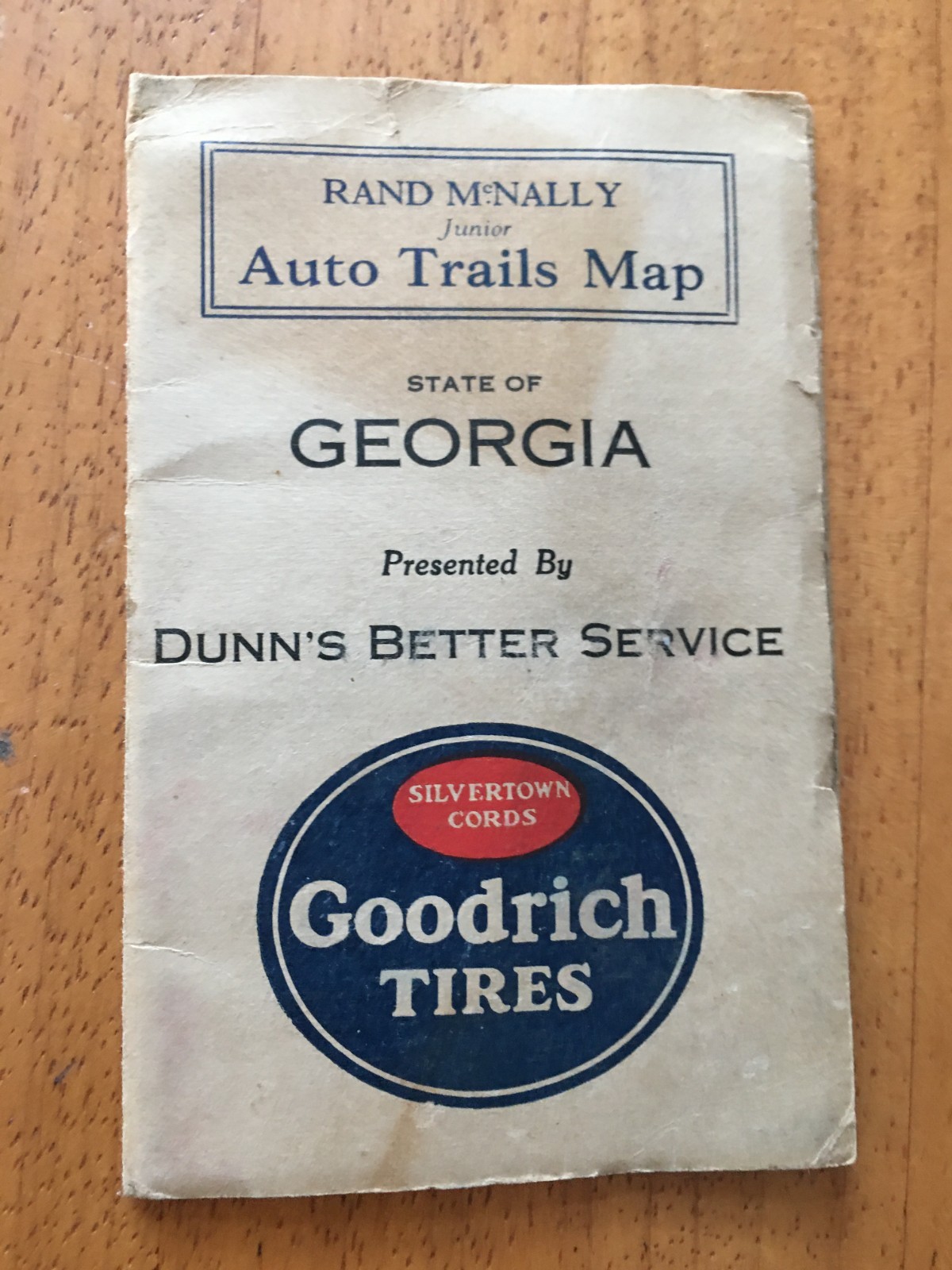 Rand McNally Junior Auto Map of Georgia, dated 1924