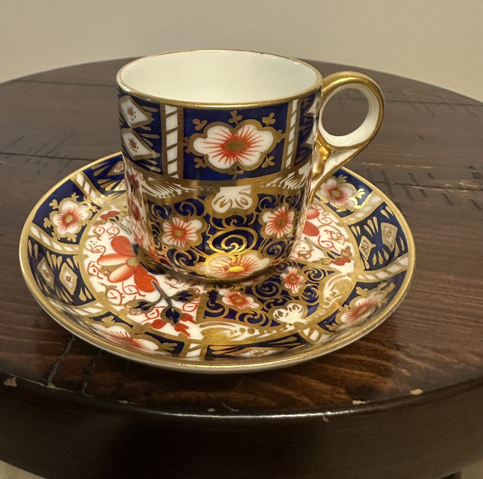 Antique Royal Crown Derby 2451 Imari Coffee Cup & Saucer