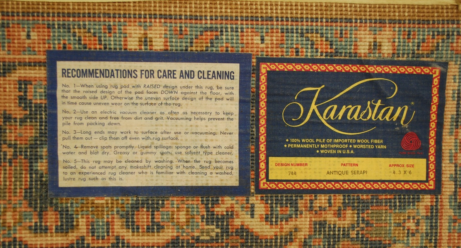 MINT AUTHENTIC AMERICAN KARASTAN ANTIQUE SERAPI PATTERN#744 RUG CARPET 4’3″ X 6′