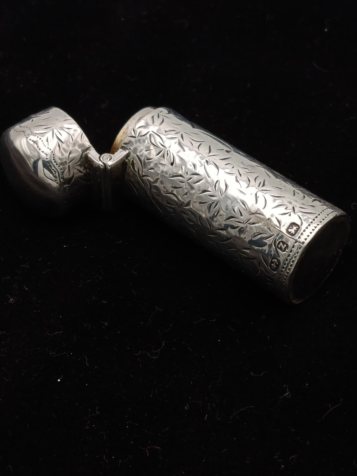 Victorian Ornate Sterling Silver Perfume Scent Bottle Flask Birmingham 1899