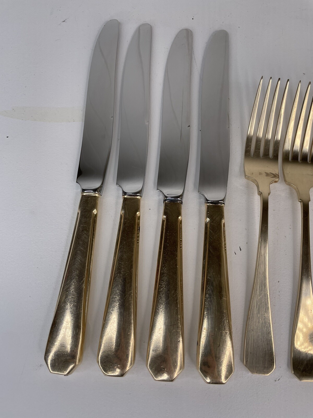 16 pcs Vintage G. H. French Golden Ray Alloy Flatware Goldplate Fork Spoon Knife