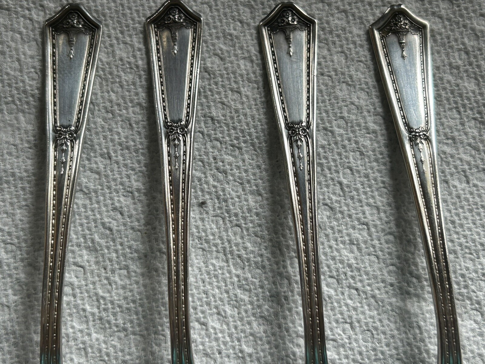 Vtg Set 4 Teaspoons 6″ Bouquet Vendome 1924 International Silver Silverplate