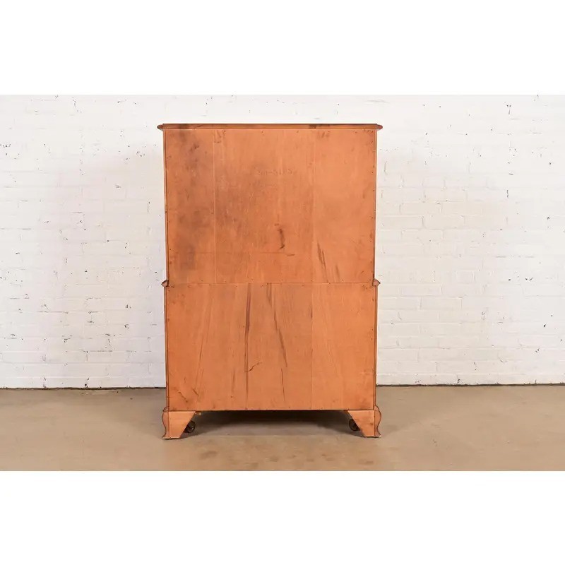 Chippendale Solid Maple Highboy Dresser by Kling, Circa 1960s