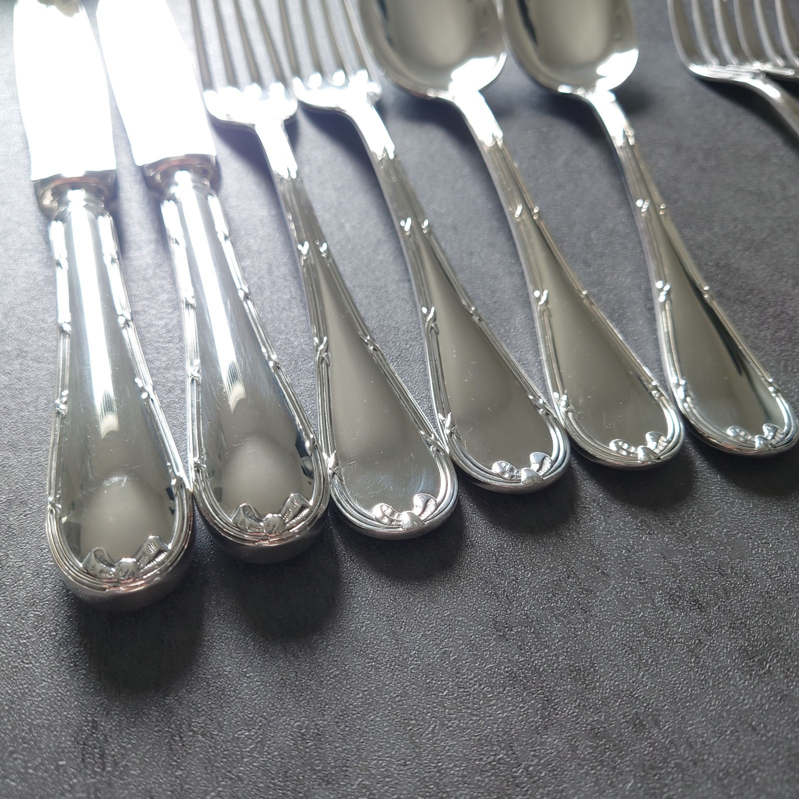 Christofle Rubans Flatware Silverplate Standard Knife Fork Spoon 10pcs Excellent