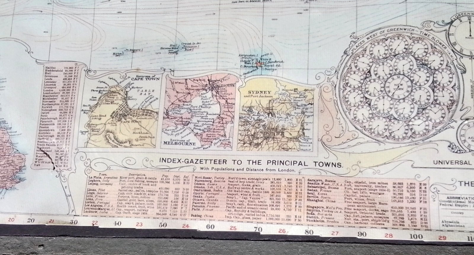 BACON’S New Chart of the WORLD 19x27in London c.1905