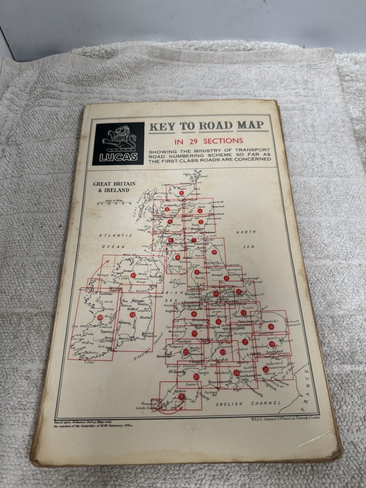 Vintage Lucas Road Map 29 Sections Laminated Pages 1950s 8 miles per Inch
