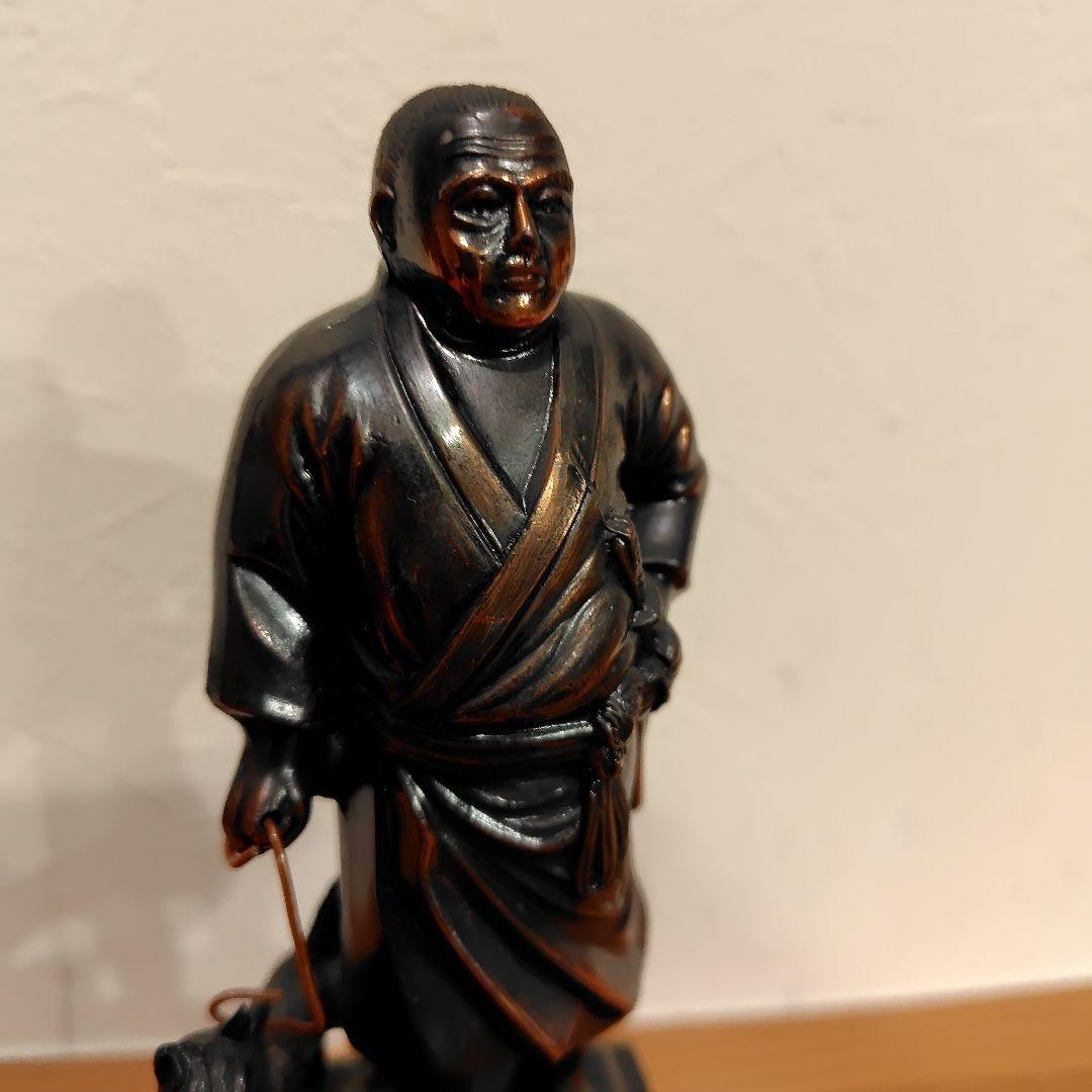Saigo Takamori Metal StatueJapanese Metalwork Figurine 6.2 inch tall