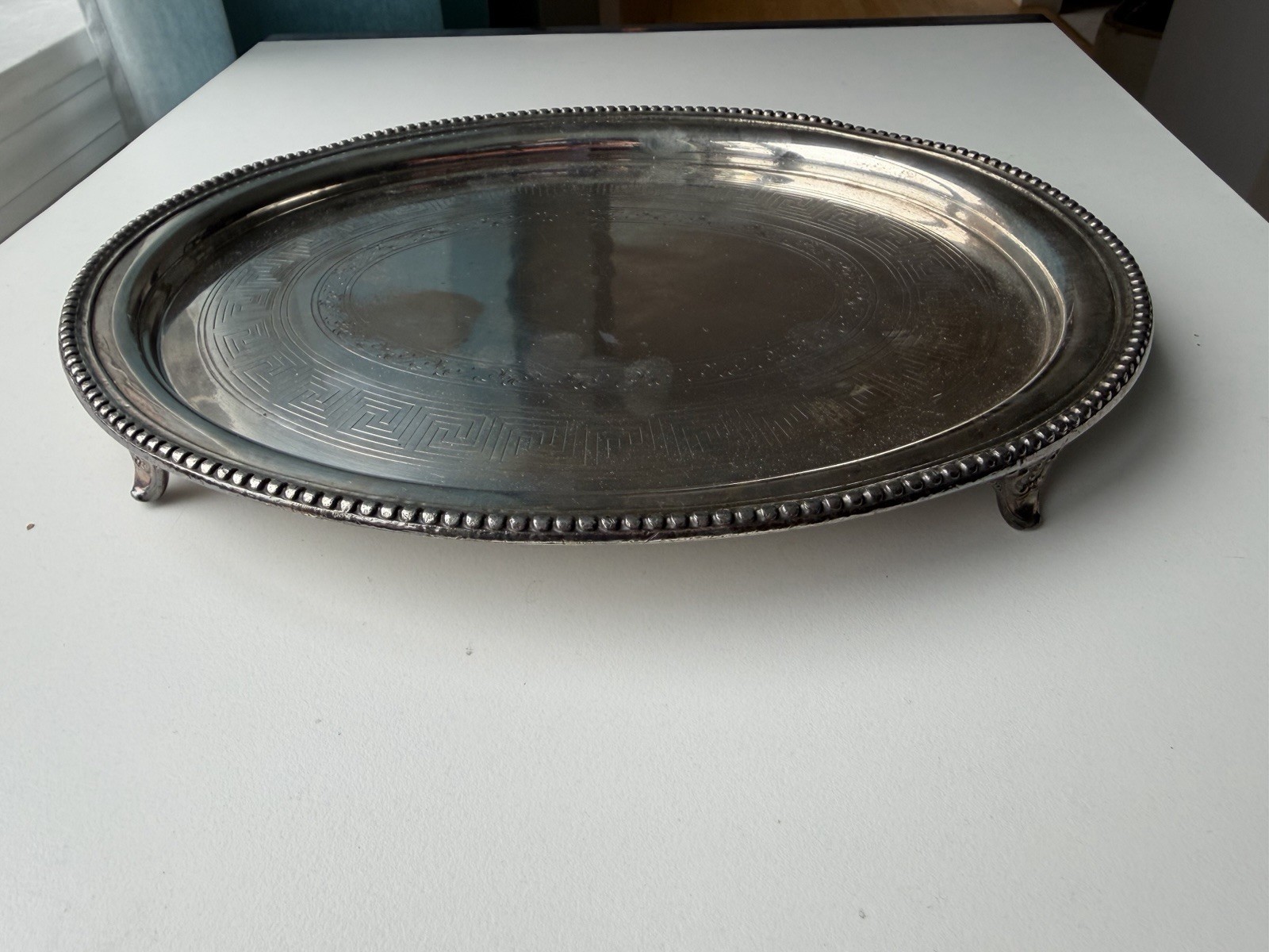 Antique James Dixon & Sons Sheffield Silverplate Footed Oval Tray No. 661