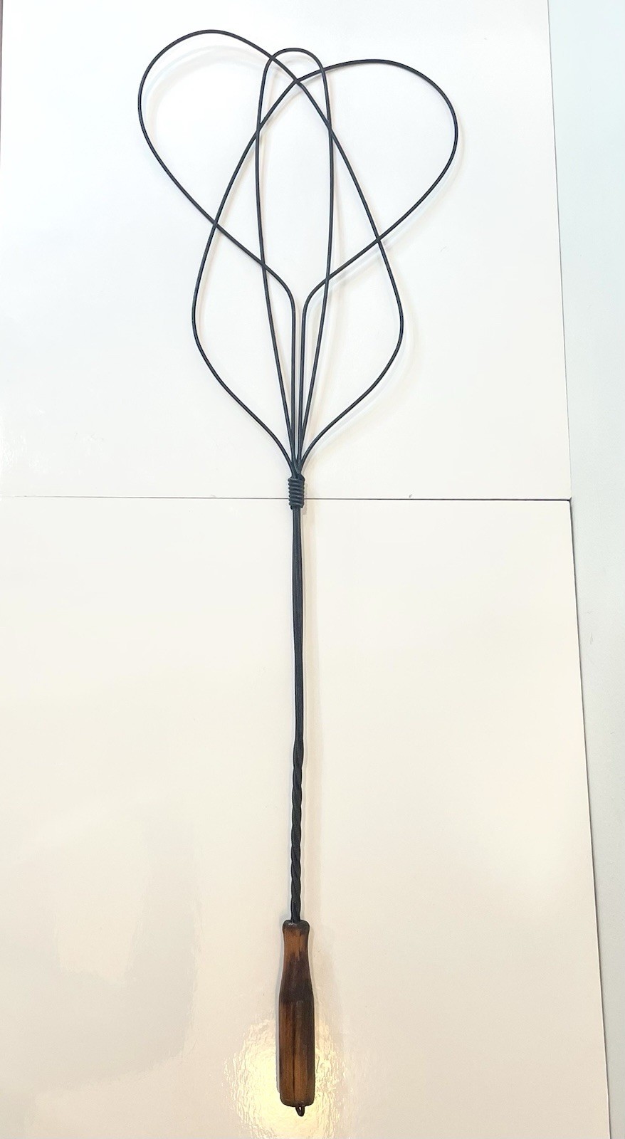 Antique Twisted Iron Rug /Carpet Beater 32” With Wooden Handle