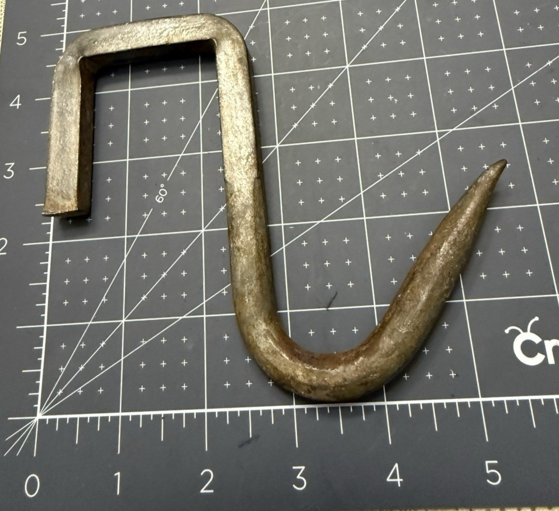Primitive Old 5″ Hand Forged Iron Meat Hook Butcher Hunter AS SHOWN