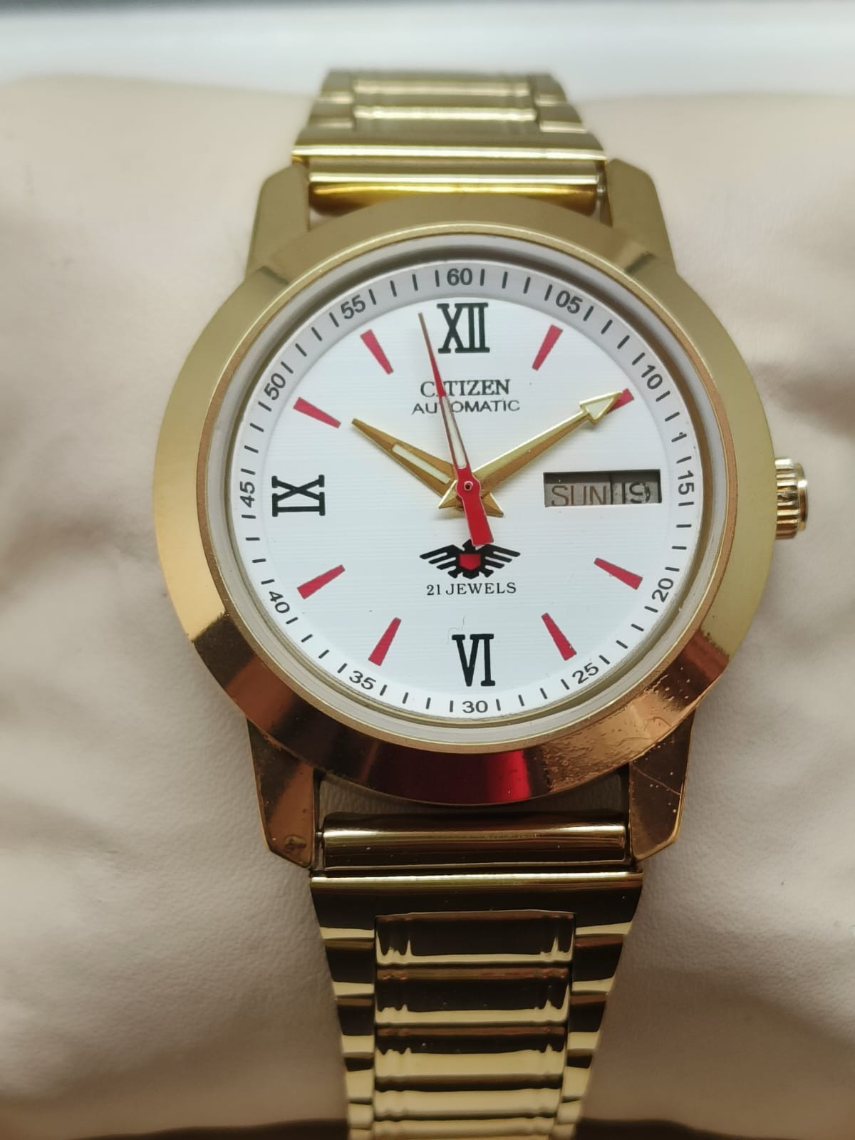 Vintage Citizen Automatic 21 Jewels Men’s Wristwatch White Dial Day-Date