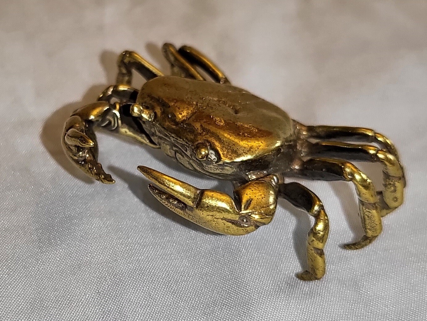 Antique Crab Solid Brass Ocean Sea Beach Old Gold Lustre Vintage Ornament Claws
