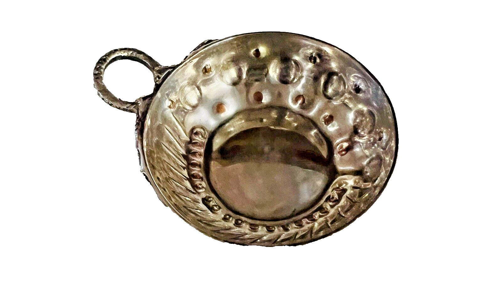 Antique English Hand Chased Silver Plate Wine Taster Tastevin