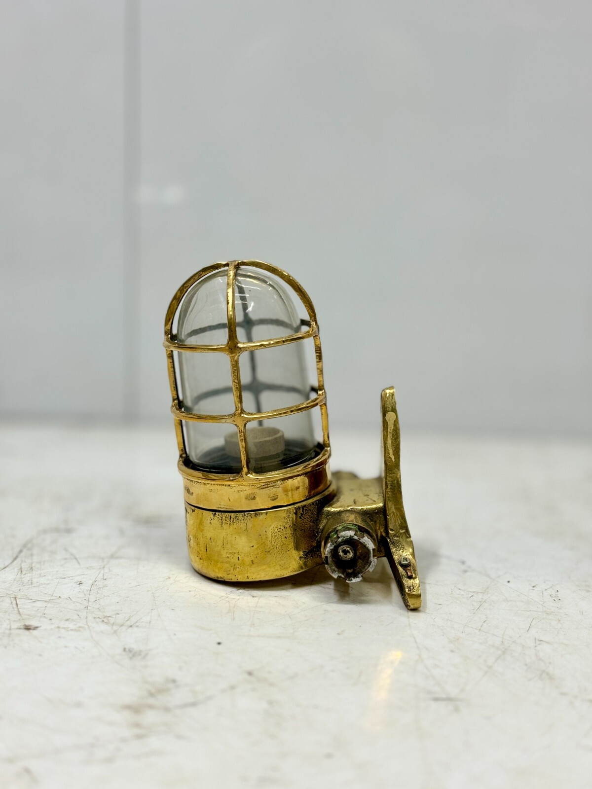 Antique Bulkhead Post Mount Nautical Light Fixture Victorian Brass Wall Sconce
