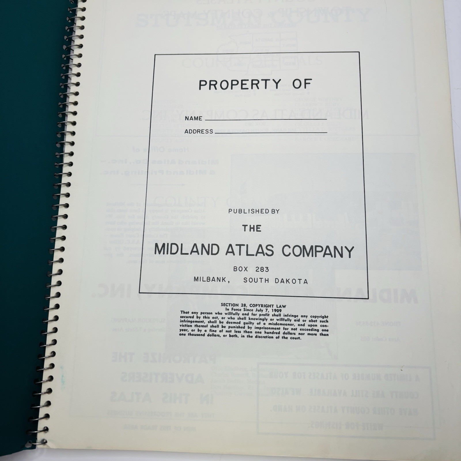 Stutsman County North Dakota 1972 Midland Atlas