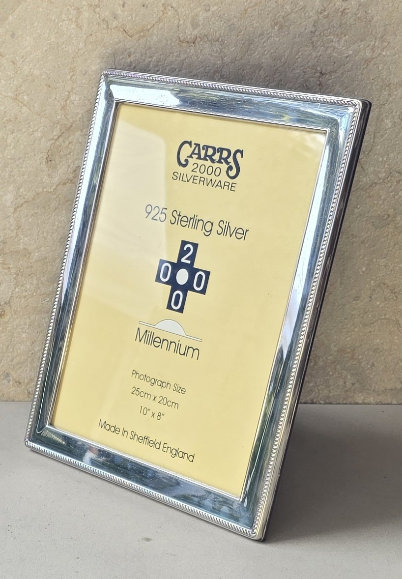 Large Vtge 2000 Carrs Sheffield Hallmarked Sterling Silver Photo Frame 30x25cm