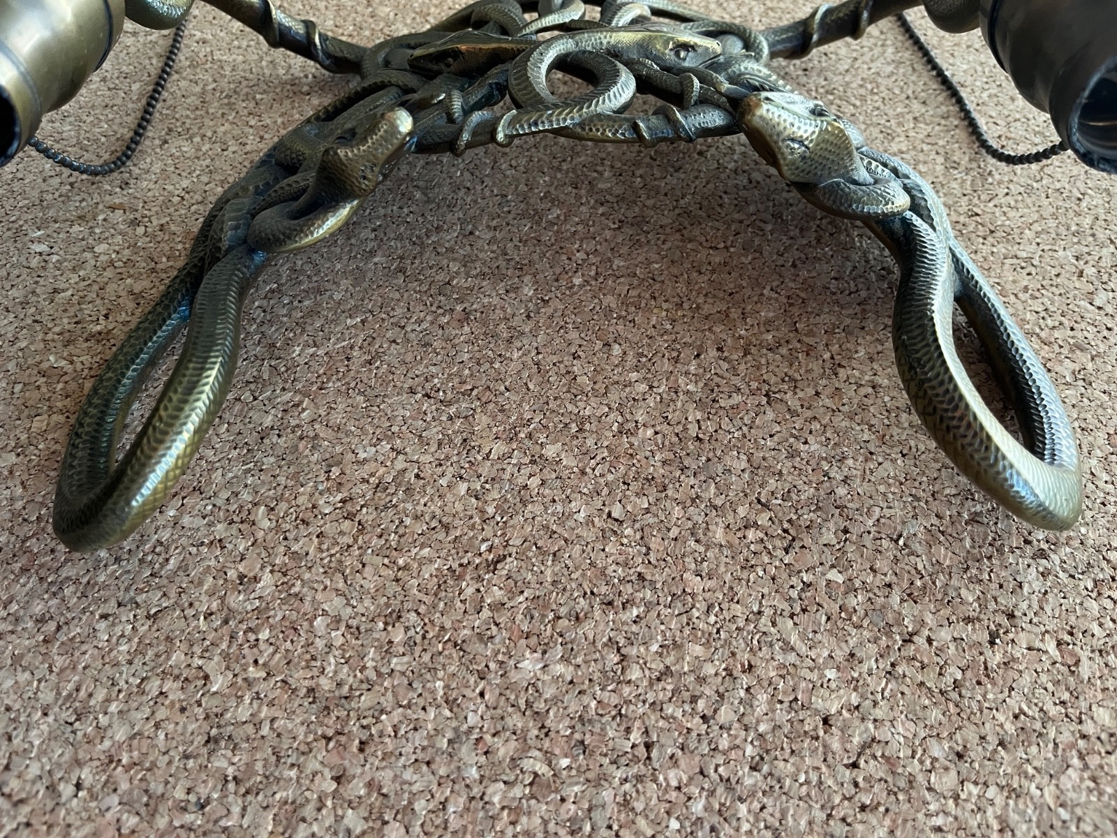 Rare Antique Brass 6-Serpent Interlocking Sconce Frame – Early 20th Century