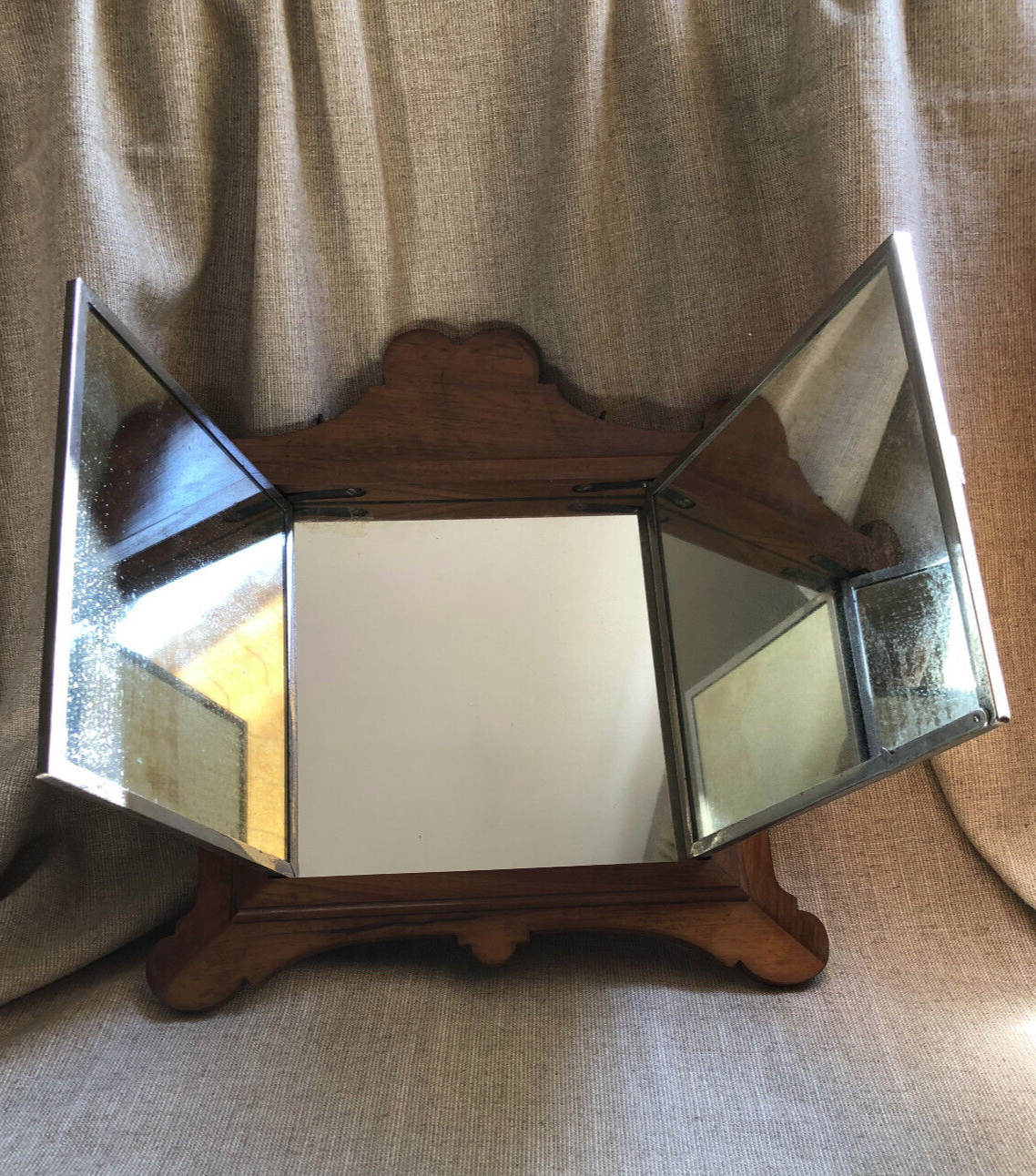 Antique Tri-Fold Vanity Mirror Lady’s Maid to Queen Victoria Hyères France c1890