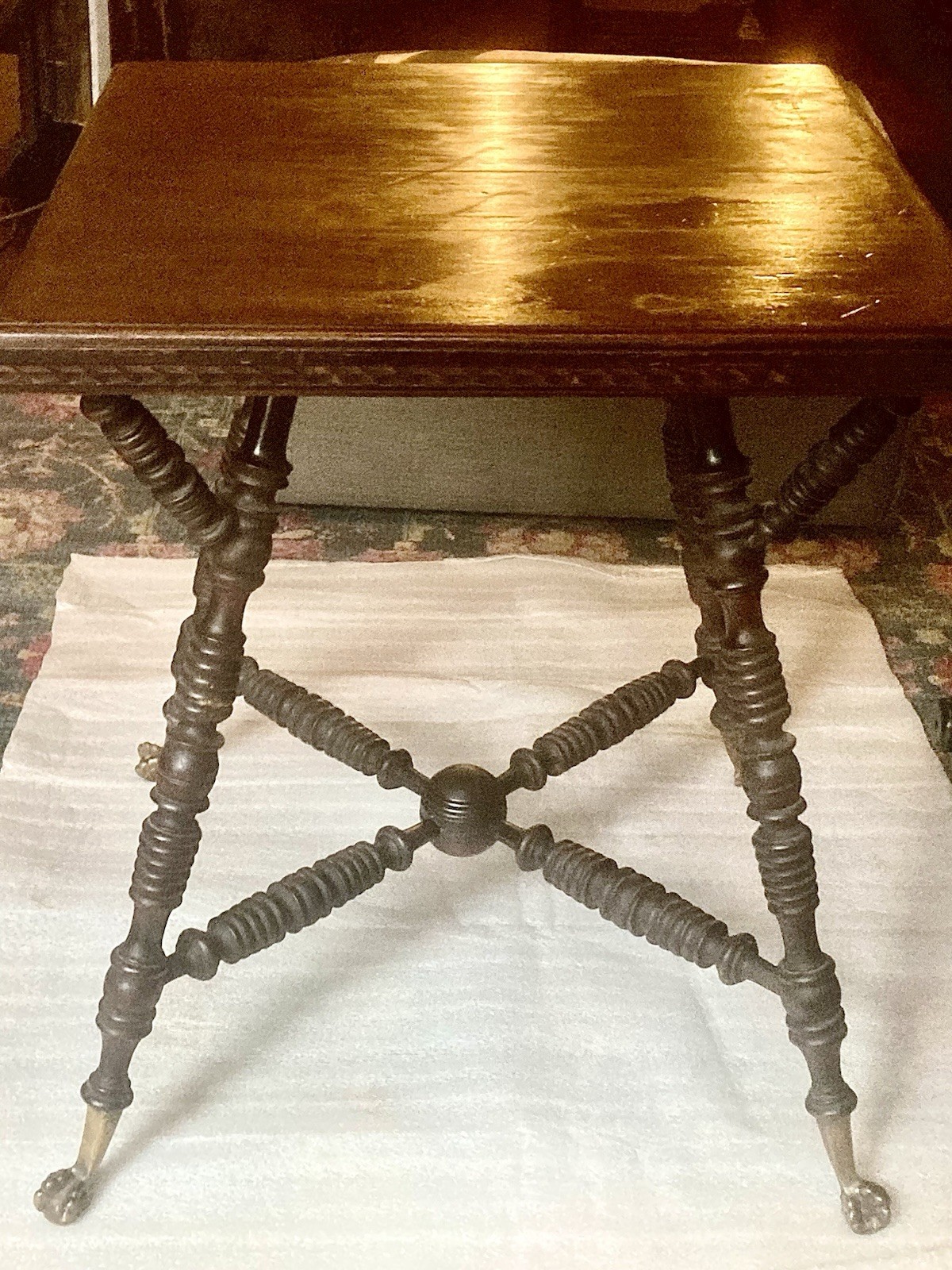 Rare Antique Merklen Mahogany Wood Ball & Iron Claw Parlor/Side Table ca 1880’s