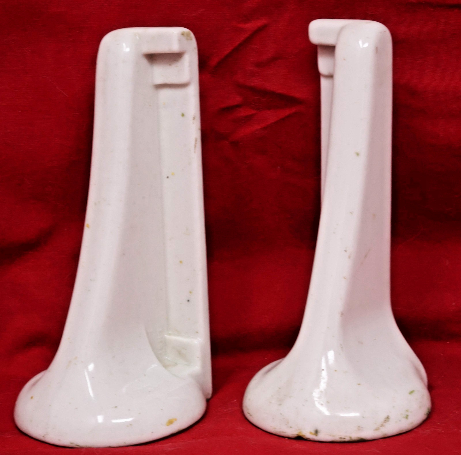 c.1910 Antique Vitreous Porcelain Shelf Brackets White Enamel Wall Mount Ceramic