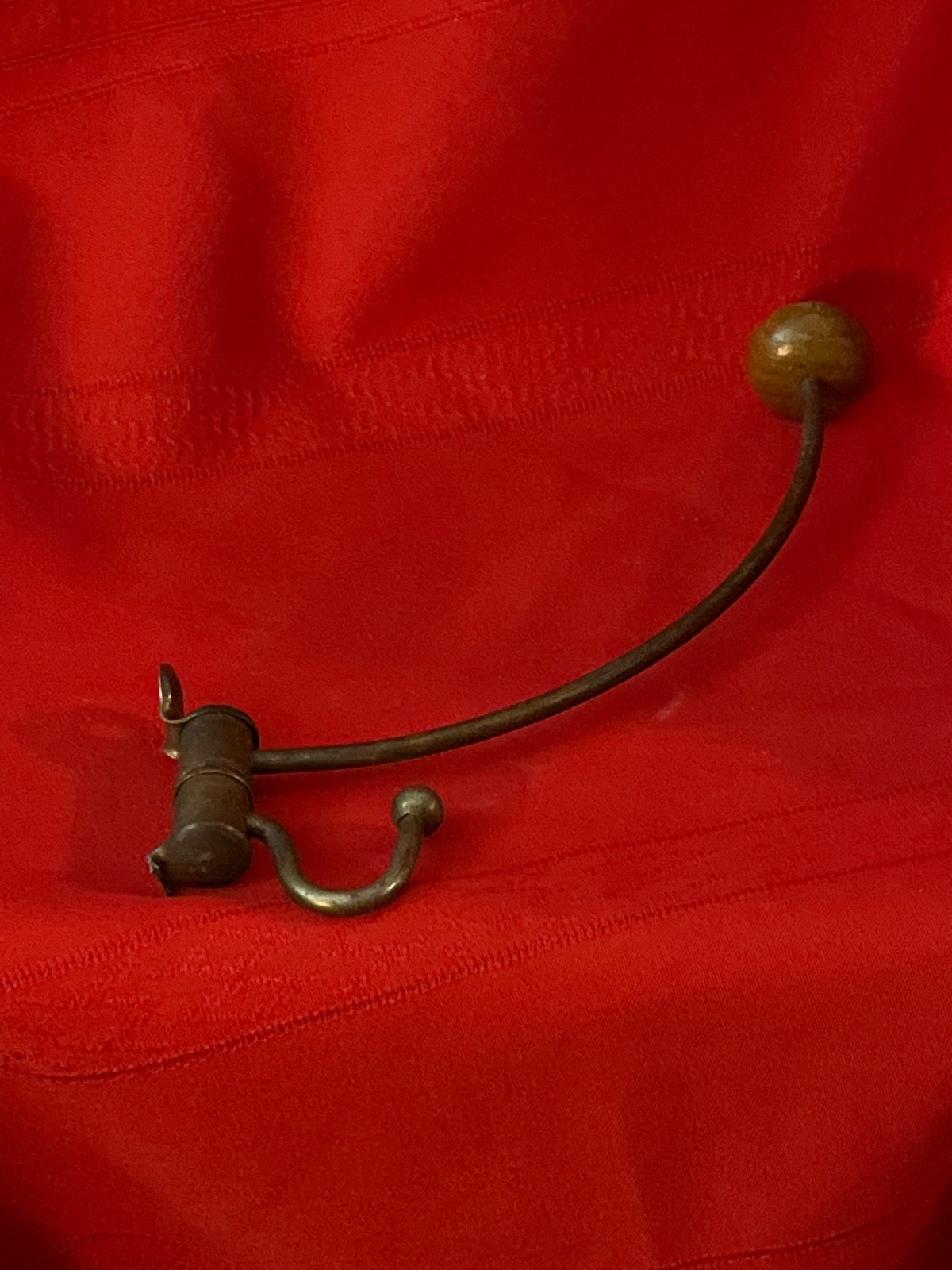 Screw In Wall Coat Hat Hook Metal with Wood Nobs Unmarked – SEE PHOTOS