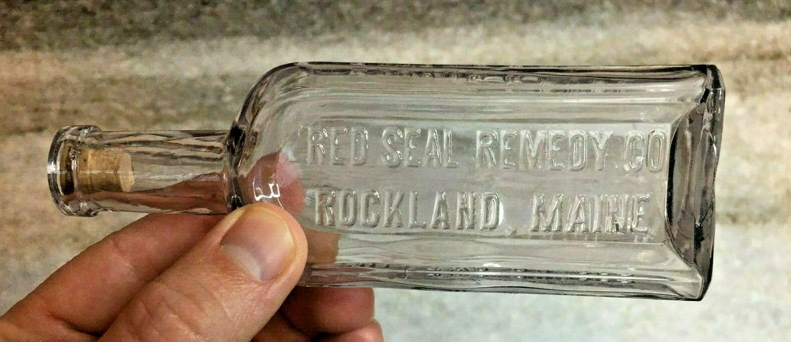 RARE: Quack Medicine Antique Bottle Red Seal Remedy Co Rockland Maine Clean