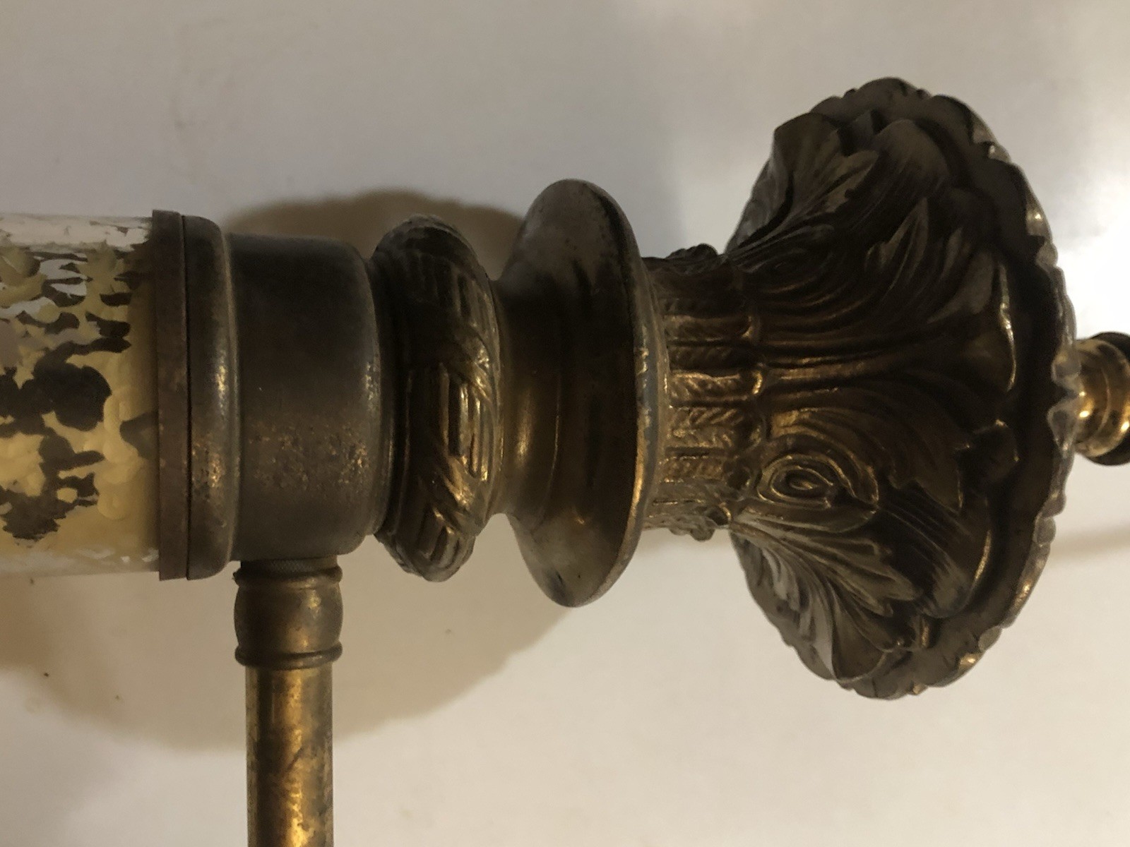 🔥Antique Victorian Large SCONCE Brass & Glass 110V Switch Corded Super RARE A++