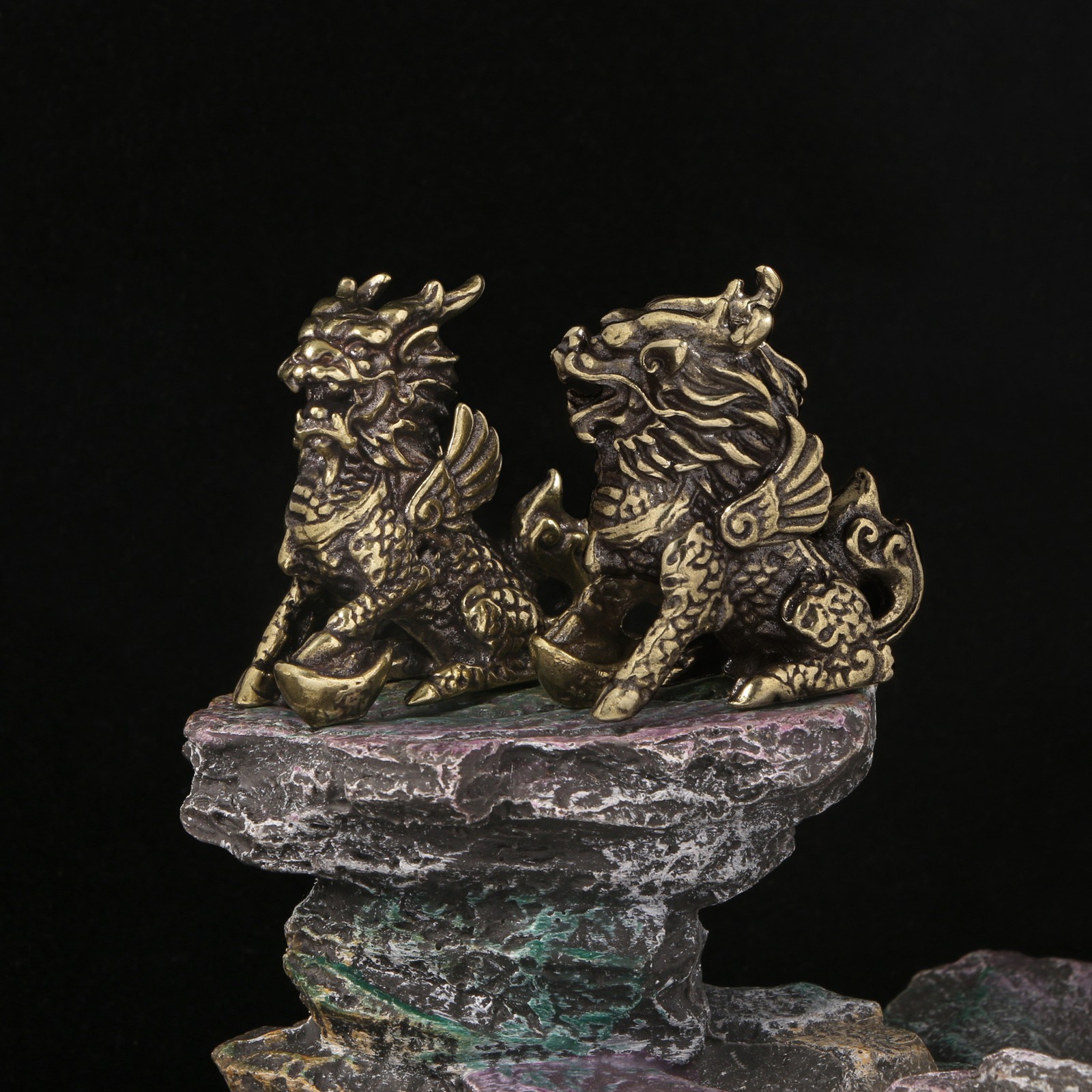 ‌Solid Brass Guardian Statue Pair Home Protection Asian Decor Gift‌