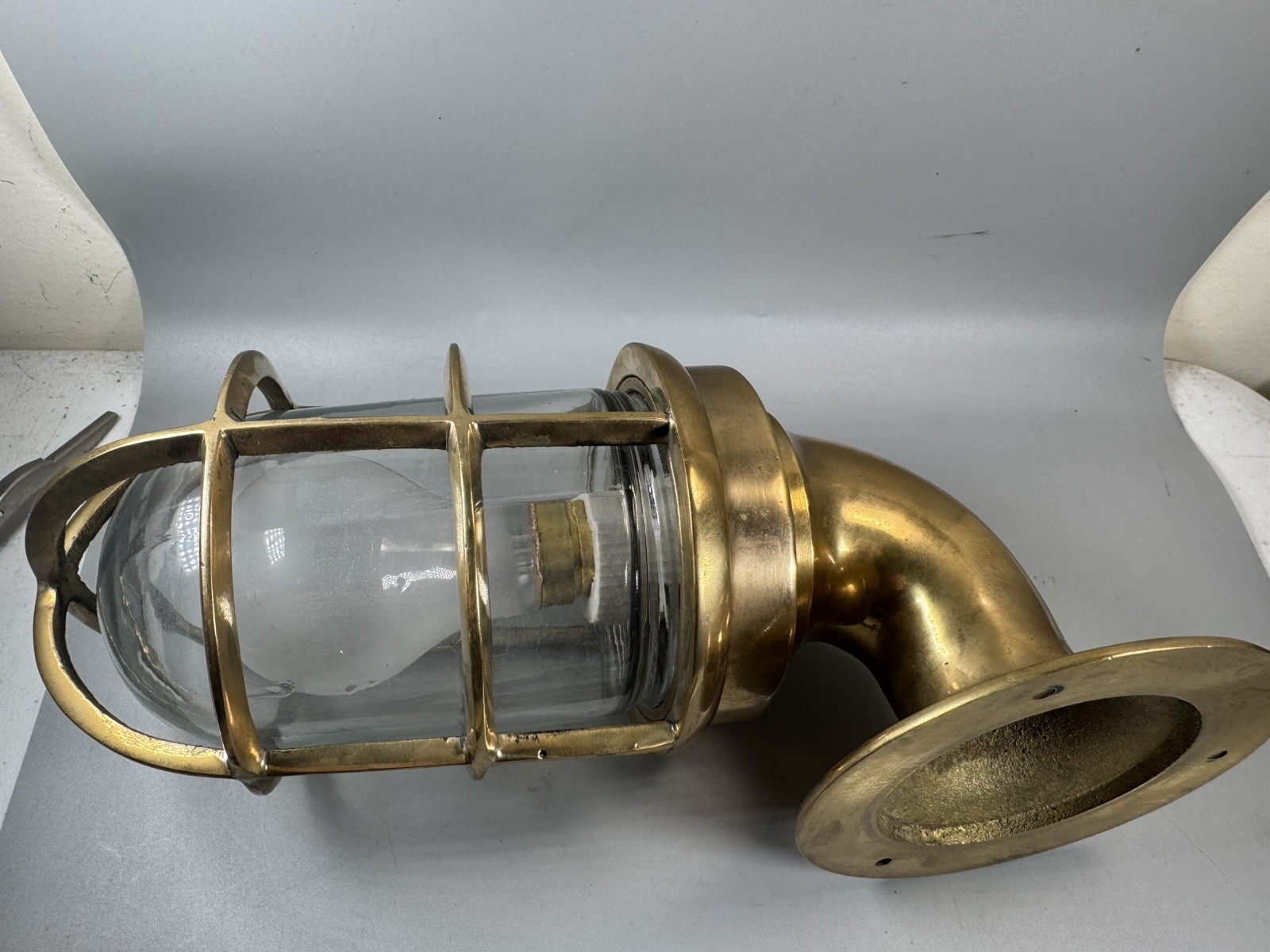 Vintage Solid Brass U.S. Navy Passageway Light – USS America, c.1950s–1961 RARE