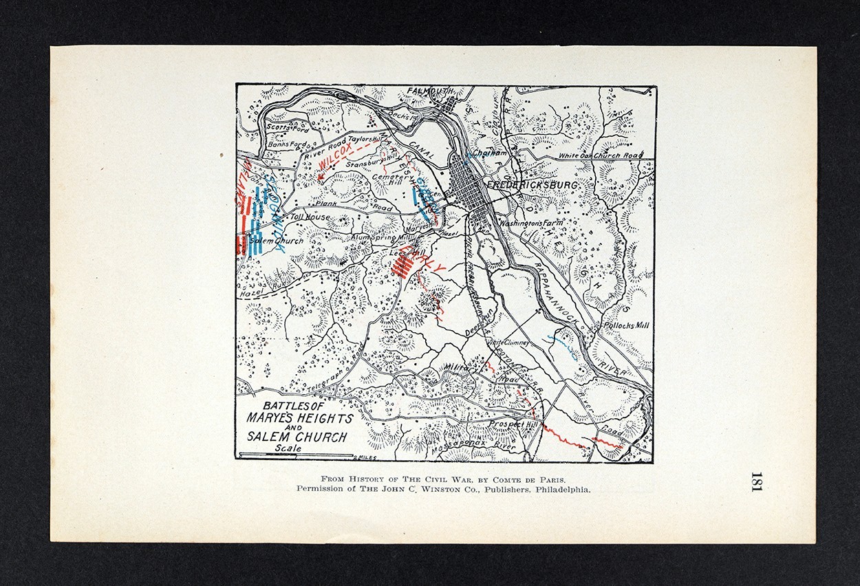 Civil War Map Battle of Marye’s Heights Salem Church Fredericksburg Virginia 4th